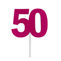 Glitter 50 Neon Pink Cake Topper