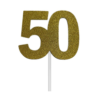 Glitter 50 Gold Cake Topper