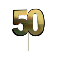 50 Cake Topper Gold 7cm