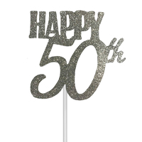 50th Cake Topper SIlver Glitter