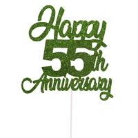 55th Anniversary Cake Topper Glitter Green