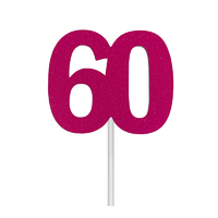 Glitter 60 Neon Pink Cake Topper