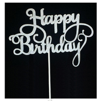 Birthday Cake Topper Glitter  - Silver