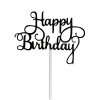 Birthday Cake Topper Glitter - Black