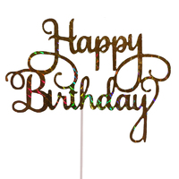 Gold holographic Birthday Cake Topper