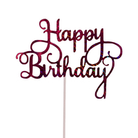 Pink holographic Birthday Cake Topper 