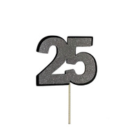 25 Cake Topper Glitter Silver 7cm