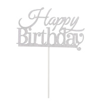 Silver Glitter Cake Topper