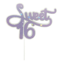 Purple & silver Sweet 16 Cake Topper
