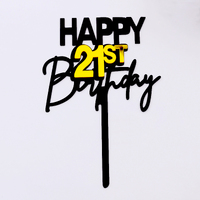 Black & Gold Acrylic 21st Birthday Cake Topper