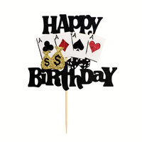 Happy Birthday Aces  Glitter Cardstock Cake Topper