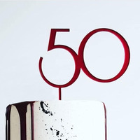 Red Acrylic 50 Cake Topper