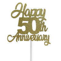 50th Anniversary Cake Topper Glitter Gold 