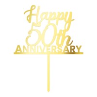 50th Anniversary Gold Acrylic Cake Topper