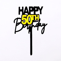 Black & Gold Acrylic 50th Birthday Cake Topper