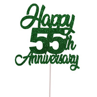 55th Anniversary Cake Topper Glitter Green
