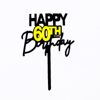 Black & Gold Acrylic 60th Birthday Cake Topper