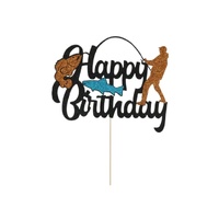 Happy Birthday Fishing Paper Card Cake Topper 15cm