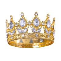Gold Crown With Baby Blue Gems Cake Topper Decoration 9cm