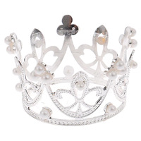 Silver Crown Cake Topper Decoration Small