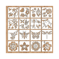 Mixed Insect & Flowers Stencil 16 Piece Set