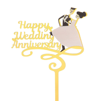 Happy Wedding Anniversary Acrylic Cake Topper Bride/Groom