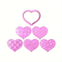 Plastic Heart Stamp And Cutter - 6pc Set