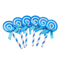 Lollipop Cake Topper Blue  - 6 Piece