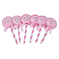 Lollipop Cake Topper Pink - 6 Piece
