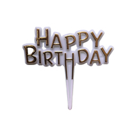 Mini Plastic Happy Birthday Gold/White Cake Topper
