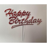 Mini Plastic Happy Birthday Red Cake Topper