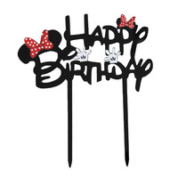 Acrylic Minnie Mouse  Bow Happy Birthday Topper