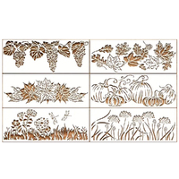 Pumpkin-Grape-Leaves-Wild Flowers  Stencil 6 Piece Set