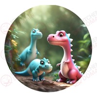 Dinosaur Edible Image #11 - Round