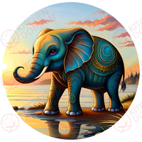 Elephant Edible Image #01 - Round