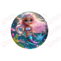 Mermaid Edible Cake Image - Round  #02