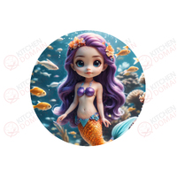 Mermaid Edible Cake Image - Round  #03