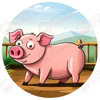 Pig Edible Image #01 - Round