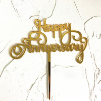 Happy Anniversary Acrylic Cake Topper - Gold