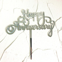 Happy Anniversary Acrylic Cake Topper - Silver