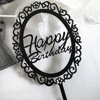 Happy Birthday Cake Topper - Black