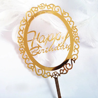 Happy Birthday Cake Topper - Gold
