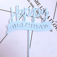 Happy Birthday Cake Topper - Pale Blue
