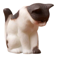 Miniature Sitting Grey & white Cat Cake Topper