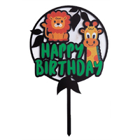 Lion & Giraffe Happy Birthday Cake Topper