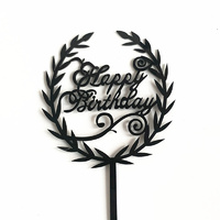 Happy Birthday Cake Topper - Black 16cm