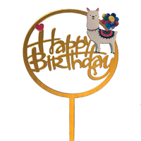 Acrylic Llama Happy Birthday Topper