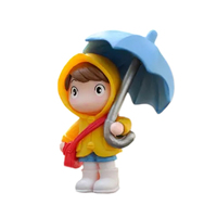 Blue Umbrella Girl  Mini Figurine Toppers