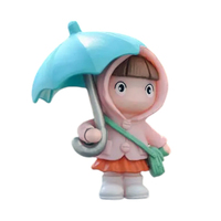 Light Blue Umbrella Girl  Mini Figurine Toppers