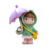 Purple Umbrella Girl  Mini Figurine Toppers